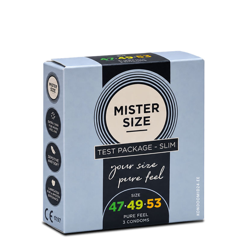 MISTER SIZE 47-49-53 väikeste kondoomide proovikomplekt 3&nbsp;tk.